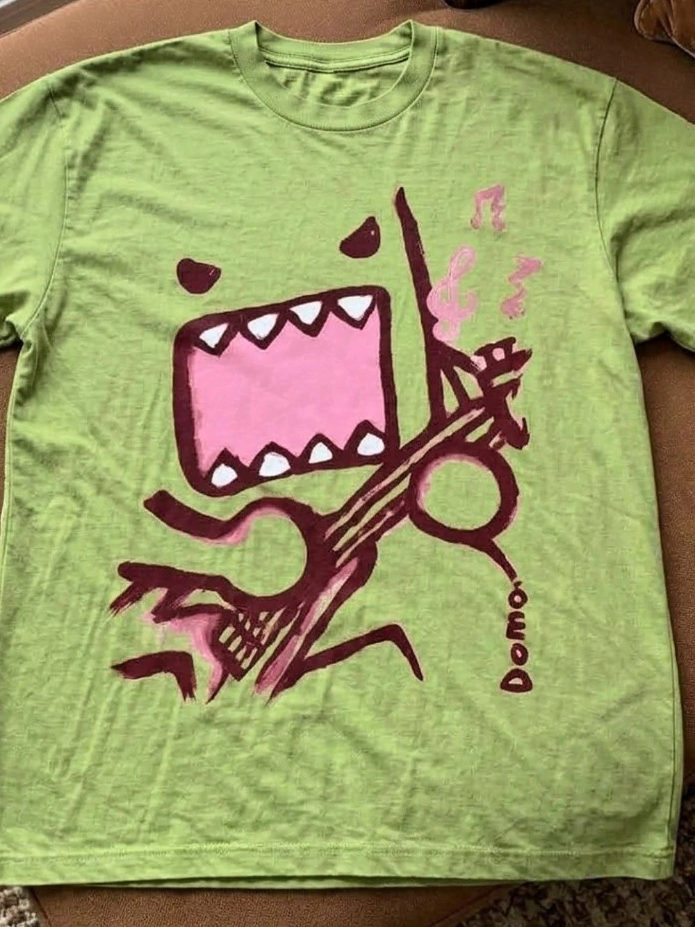 Green Gildan Women Domo funny Graphic Short Sleeve Tee